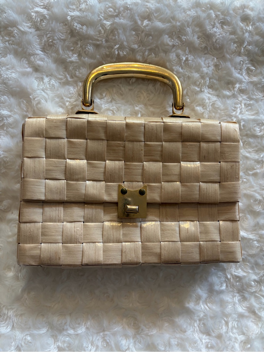 Vintage basketweave ribbon box bag